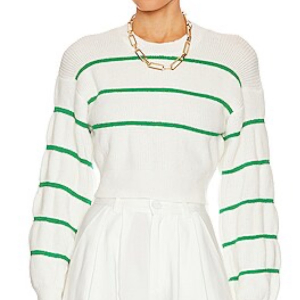 NWOT ALL THE WAYS Sophia Stripe Sweater in White & Green